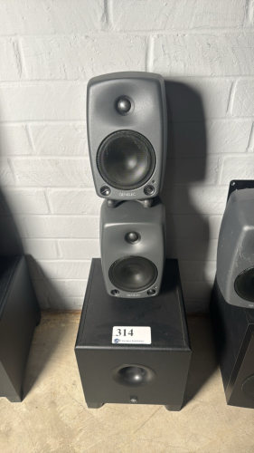 LOT OF (2) GENELEC 8030A SPEAKERS, AND (1) YAMAHA HS8S SUBWOOFER