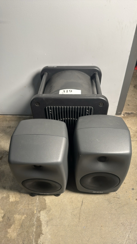 LOT OF (2) GENELEC 8040A SPEAKERS, AND (1) GENELEC 7050B WOOFER