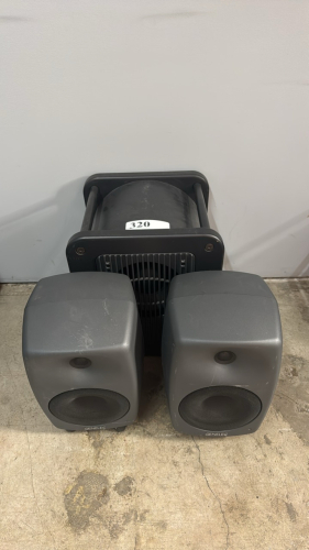 LOT OF (2) GENELEC 8040A SPEAKERS, AND (1) GENELEC 7050B WOOFER