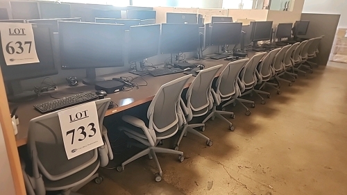 LOT OF (6) WORKSTATIONS EACH INCLUDING (2) MONITORS, (1) HP THINCLIENT MINI PC, AND (1) WACOM INTUOS PRO DRAWING TABLET WITH STYLUS