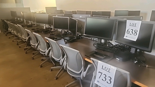 LOT OF (4) WORKSTATIONS EACH INCLUDING (2) MONITORS, (1) HP THINCLIENT MINI PC, AND (1) WACOM INTUOS PRO DRAWING TABLET WITH STYLUS