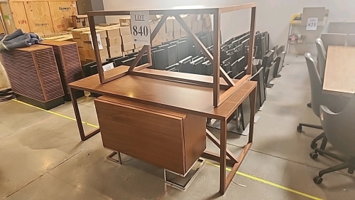 LOT OF (1) 56"x34.5" DESK, (1) 74"x39.5" DESK AND (1) 34.5"x18.5" CREDENZA