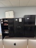 (3) STORAGE CABINETS AND (2) 4 DRAWER FILE CABINETS