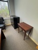 CONTENTS OF OFFICE, DESK WITH CREDENZA , BOOKCASES, OFFICE CHAIRS, LATERAL CABINET AND SMALL TABLE - 2