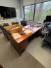 CONTENTS OF OFFICE, DESK WITH CREDENZA AND HUTCH, OFFICE CHAIRS, AND 3 SMALL TABLES - 2