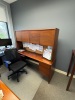 CONTENTS OF OFFICE, DESK WITH CREDENZA AND HUTCH, OFFICE CHAIRS, AND 3 SMALL TABLES - 3