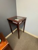 CONTENTS OF OFFICE, DESK WITH CREDENZA AND HUTCH, OFFICE CHAIRS, AND 3 SMALL TABLES - 5
