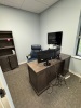CONTENTS OF OFFICE, DESK WITH LEFT RETURN, BOOKCASE, OFFICE CHAIRS, AND LATERAL CABINET