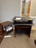 CONTENTS OF OFFICE, DESK WITH CREDENZA AND HUTCH, ROUND TABLE, OFFICE CHAIRS, COMPUTER DESK, AND REFRIGERATOR - 4