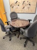CONTENTS OF OFFICE, DESK WITH CREDENZA AND HUTCH, ROUND TABLE, OFFICE CHAIRS, COMPUTER DESK, AND REFRIGERATOR - 5