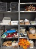 CONTENTS OF SHELVING, ASSORTED DECORATIONS, MANNEQUINS, CLOTHING, SHOES, PAINT, ETC. - 8