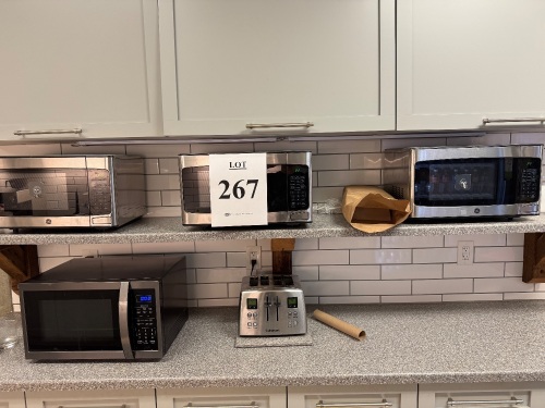 (3) GE MICROWAVES AND (2) SHARP MICROWAVES