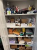 (LOT) STORAGE CABINET WITH CONTENTS, HOLIDAY DECORATIONS, SMALL REFRIGERATOR, SMALL CABINET, MICROWAVE AND COFFEE MACHINES - 2