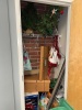 (LOT) STORAGE CABINET WITH CONTENTS, HOLIDAY DECORATIONS, SMALL REFRIGERATOR, SMALL CABINET, MICROWAVE AND COFFEE MACHINES - 4