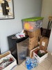 (LOT) STORAGE CABINET WITH CONTENTS, HOLIDAY DECORATIONS, SMALL REFRIGERATOR, SMALL CABINET, MICROWAVE AND COFFEE MACHINES - 5