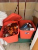 (LOT) STORAGE CABINET WITH CONTENTS, HOLIDAY DECORATIONS, SMALL REFRIGERATOR, SMALL CABINET, MICROWAVE AND COFFEE MACHINES - 6