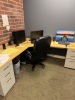 LOT) CONTENTS OF OFFICE, 2 DESKS, CHAIRS, AND BOOKCASE (DELAYED PICK UP TILL 5/21/25) - 2