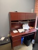 LOT) CONTENTS OF OFFICE, DESK WITH CREDENZA AND HUTCH, CHAIRS, BOOKCASE, AND SMALL REFRIGERATOR (DELAYED PICK UP TILL 5/21/25) - 3