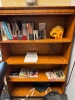 LOT) CONTENTS OF OFFICE, DESK WITH CREDENZA AND HUTCH, CHAIRS, BOOKCASE, AND SMALL REFRIGERATOR (DELAYED PICK UP TILL 5/21/25) - 4