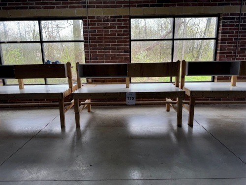 (3) WOOD DOUBLE SIDED WORKBENCHES