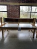(3) WOOD DOUBLE SIDED WORKBENCHES - 3