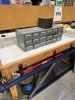 (LOT) ASSORTED SPARE PARTS, BELTS, ELECTRICAL WIRE, WHEELS, BREAKERS, SENSORS, MOTORS, LADDER, RACKS, WORK BENCH, CABINET AND DESK - 2
