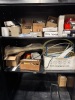 (LOT) ASSORTED SPARE PARTS, BELTS, ELECTRICAL WIRE, WHEELS, BREAKERS, SENSORS, MOTORS, LADDER, RACKS, WORK BENCH, CABINET AND DESK - 5