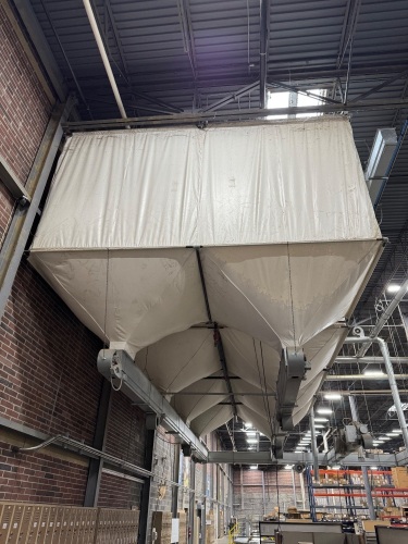 OVERHEAD PEANUT DISPENSER SYSTEM WITH 21 BLOWERS AND DUCKING
