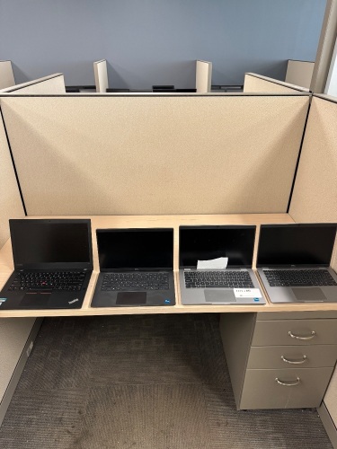 ASSORTED LAPTOPS, (1) DELL LATITUDE 5430 NO POWER CORD, (1) DELL LATITUDE 5440 NO POWER CORD, (1) DELL LATITUDE 7420 NO POWER CORD, AND (1) IBM LENOVO T470 (ALL PASSWORD PROTECTED)