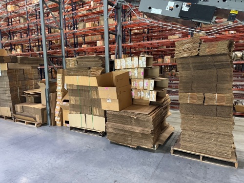 (33) PALLETS OF ASSORTED CORRUGATE BOXES