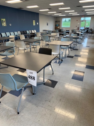 (7) HON 36" X 36" LUNCH ROOM TABLES AND (14) HON CHAIRS