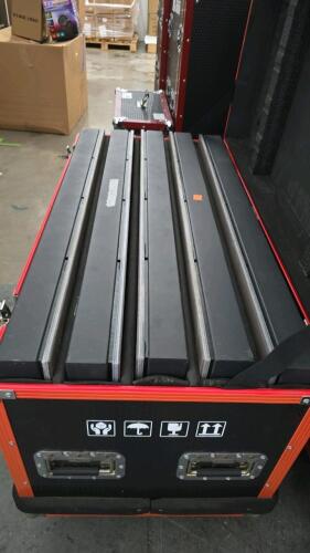 LOT OF 5, .5 X 1M, LED FLOOR TILES V2, 2.95 PIXED PITCH, W/ FLOOR FEET AND FLIGHT CASE