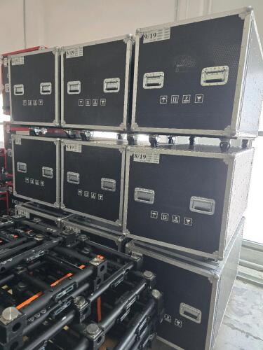 LOT OF COMPLETE STAGE , (66) ROE BLACK MARBLE FLOOR TAILES 609.6mmX 609.6mm, (8) CORNERS, FLOOR FRAME AND CABLES, 11 CASES, BROPTON PROCESSOR