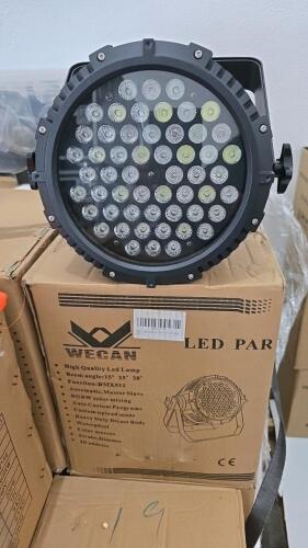 LOT OF 6, WECAN WKP-F5403/DMX512, RGBW LED PAR LIGHT -USED.