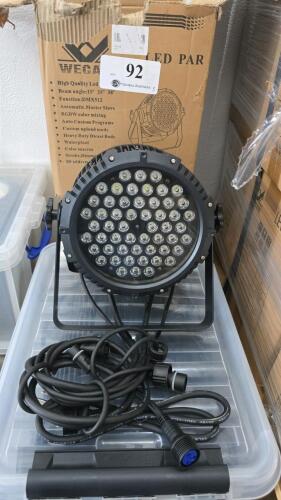 LOT OF 5, WECAN WKP-F5403/DMX512, RGBW LED PAR LIGHT -USED.