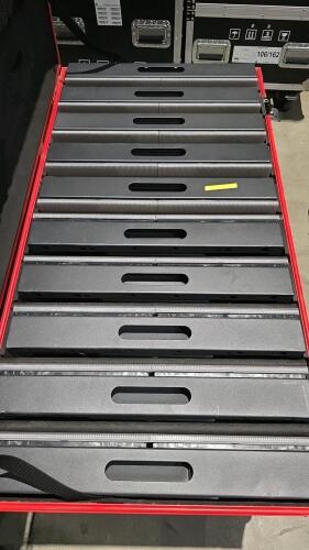 LOT OF 10, LED FLOOR 1/5 TILES V1, 2.95LOT OF 5, .5 X 1M, PIXED PITCH, W/ FLOOR FEET AND FLIGHT CASE