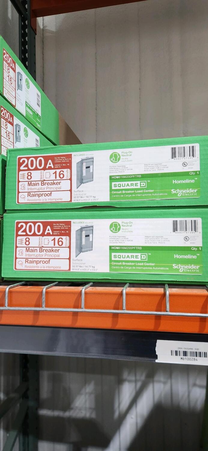 Lot of (2) Square D Homeline HOM816M200PFTRB 8-Space 16-Circuit Breaker ...