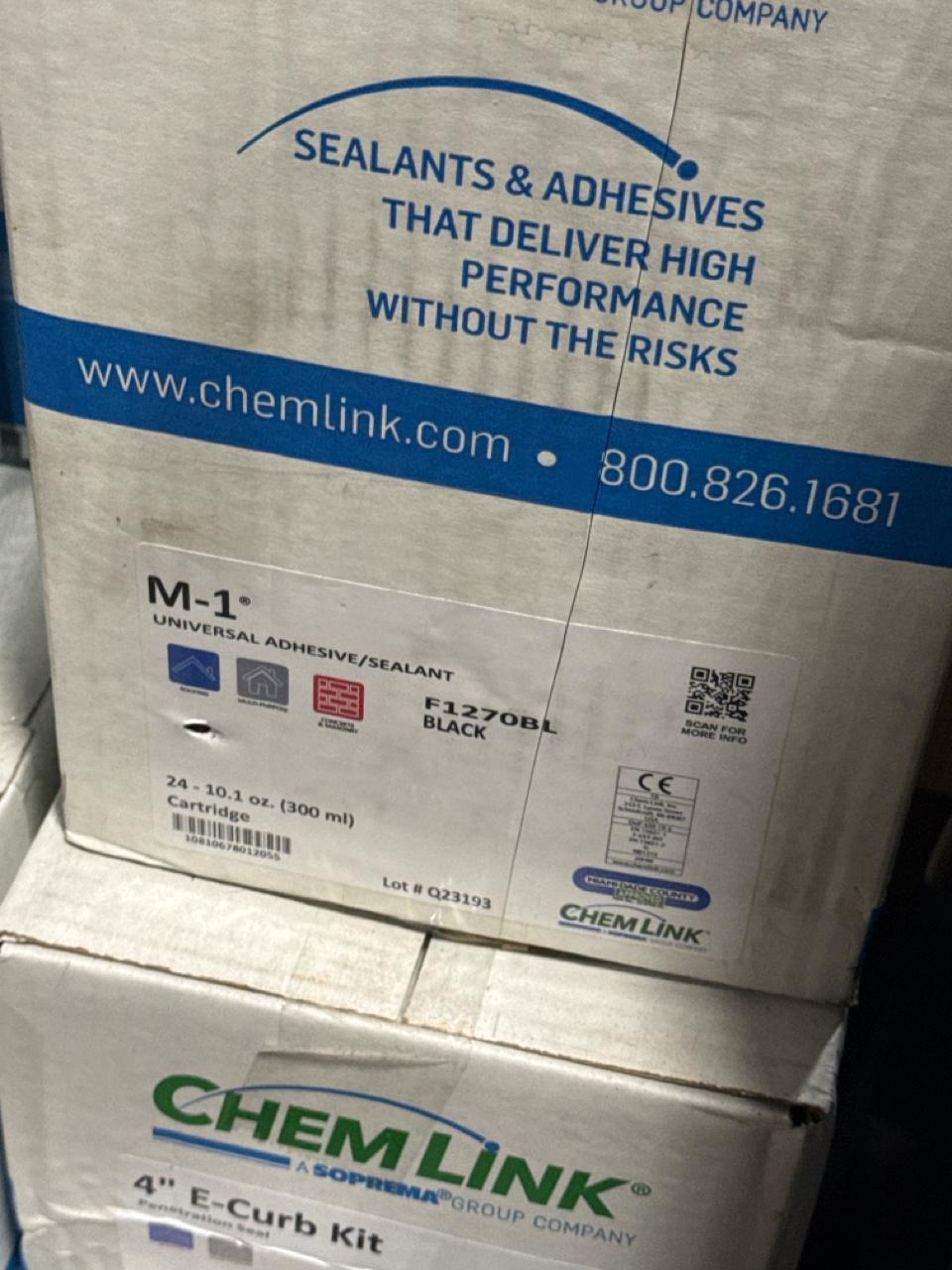 (18) BOXES OF CHEMLINK 4” E-CURB KIT AND M-1 UNIVERSAL SEALANT