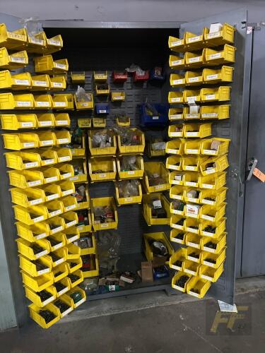 Global 2-Door Deep Door Bin Cabinet w/ Contents (Bearings, Bolts & More)