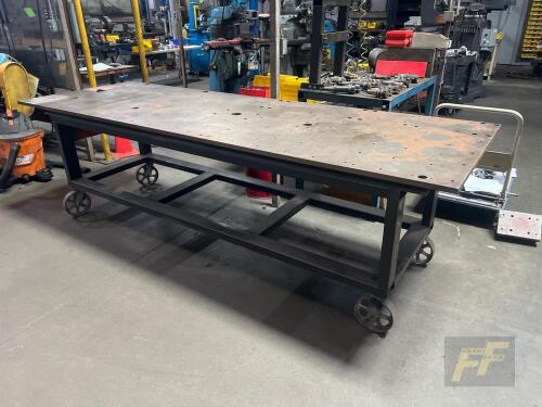 40" x 120" Welding/Layout Table, 1" Thick Top, On Casters, Threaded Holes
