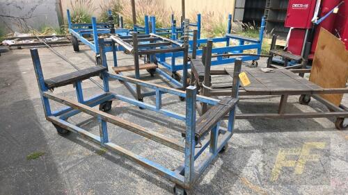 LOT OF 8 Asst'd Rolling Metal Stock Carts