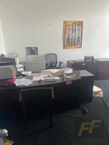 2 Desks, Drawer Laterals, 4 Chairs, Bookcase, OptiPlex 750 Desktop