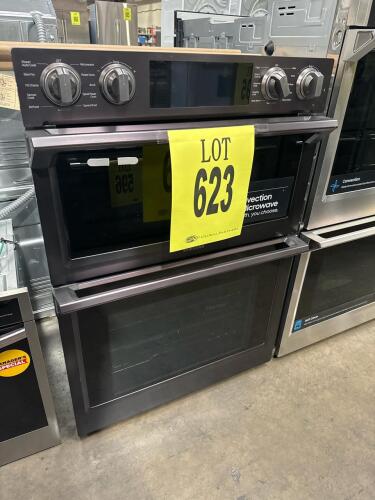 Samsung NQ70M7770DG/AA Built-in Wall Oven Microwave Combo, black stainless steel, 1.9 cu. ft. microwave capacity, 5.1 cu. ft. oven, 1,750W power, 120/240V, convection, Flex Duo, Wi-Fi, steam cook, CSA &amp; FCC certified, manufactured January 2017, 29.8" 