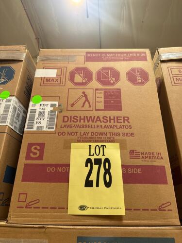 Standard built-in dishwasher, height adjustable from 33-3/8 to 34-5/8 inches, 23-3/4 inch width, 24 inch depth, made in America, capacity 12-16 place settings, estimated 4-8 wash cycles, typical noise level 47-55 dBA, 120V/60Hz electrical, MODEL: PDT715SY