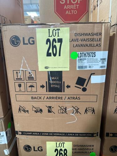 LG LDTH7972S Built-in Dishwasher featuring 15 place settings, 42 dBA noise level, QuadWash Pro, TrueSteam, Dynamic Heat Dry, Wi-Fi Enabled, 3rd Rack, Leak Detection, LoDecibel Quiet Operation, ENERGY STAR Qualified, 10 wash cycles including Auto, Heavy, D