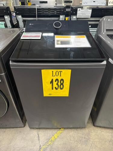 LG WT8600CB 5.5 cu. ft. Mega Capacity Smart Top Load Washer featuring AI Sensing, ezDispense, Water Faucet, EasyUnload, LCD Digital Dial Control, ENERGY STAR Certified, 950 RPM spin speed, 28 wash programs, 27 options, Load Sensing water levels, 120V @ 60