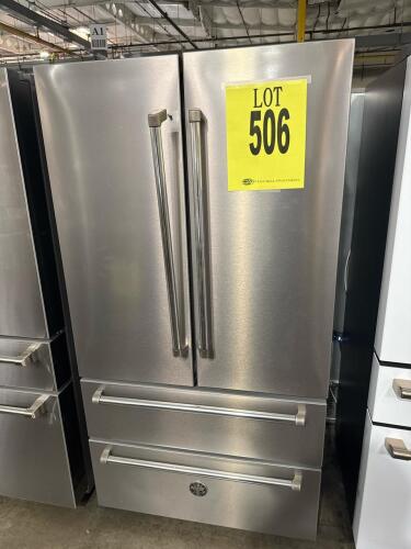 Bertazzoni 36" Counter Depth French Door Refrigerator, Model REF36FDFIXNV, 22.5 cu.ft capacity, stainless steel finish, 2 doors &amp; 2 drawers, 115V/60Hz, Energy Star rated, automatic defrost, made in P.R.C., digital controls, R600a refrigerant, adjustab