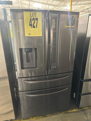 Samsung RF28R7351SG/AA 28 cu ft 4-Door French Door Refrigerator with Food Showcase and FlexZone Drawer, black stainless steel, AutoFill Water Pitcher, external ice/water dispenser, Twin Cooling Plus, LED interior lighting, adjustable shelves, 5 total shel