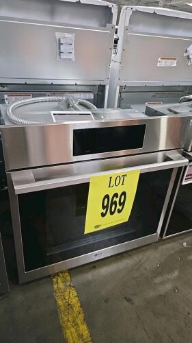 LG WSES4728F 4.7 cu. ft. Electric Wall Oven featuring InstaView&reg; Window, True Convection with Air Fry and Steam Sous Vide, EasyClean&reg; + Self Clean, ThinQ&reg; Technology with ThinQ Care, Serial Number: 202KMHW15793. RETAIL: $2699