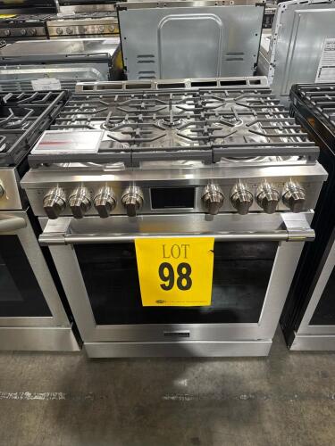 FRIGIDAIRE PCFG3080AFD 30in GAS RANGE 6 BURNERS SS, S/N- VF50677852 RETAIL $1899